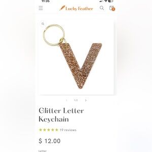 Glitter Letter Keychain - gold glitter new by Lucky Feather